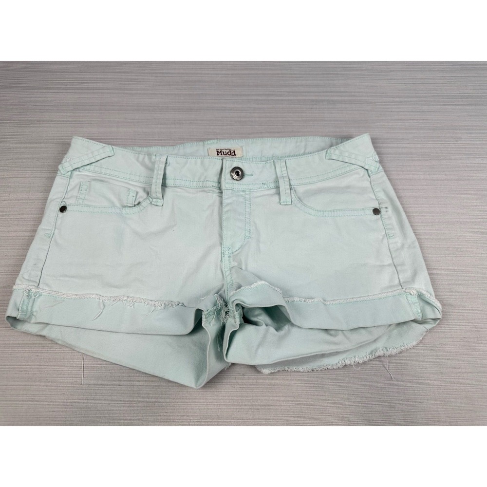 Vintage Mudd Shorts Womens 9 Seafoam Blue/Green Jean Low Rise Y2K Micro